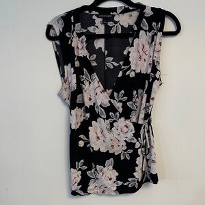 41 Hawthorn Black and Cream Floral Sleeveless Blouse